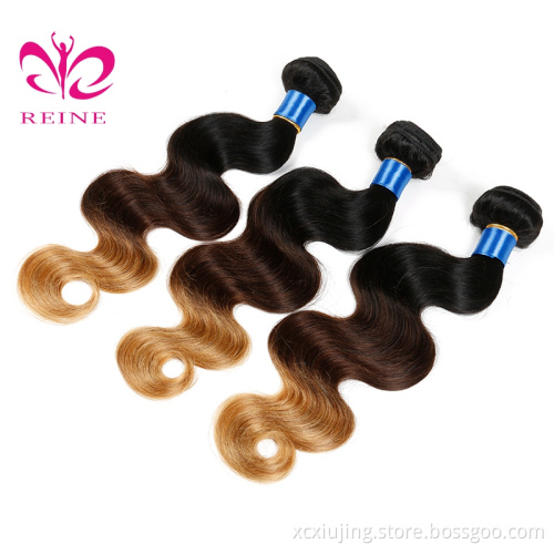 REINE Cheap Ombre Virgin Human Hair Weave 1B 4 27 Unprocessed Wholesale Human Hair Weave Bundles